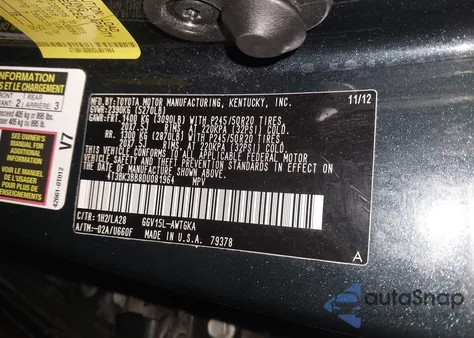 2013 Toyota Venza Xle V6 from USA, damaged, VIN 4T3BK3BB8DU081964